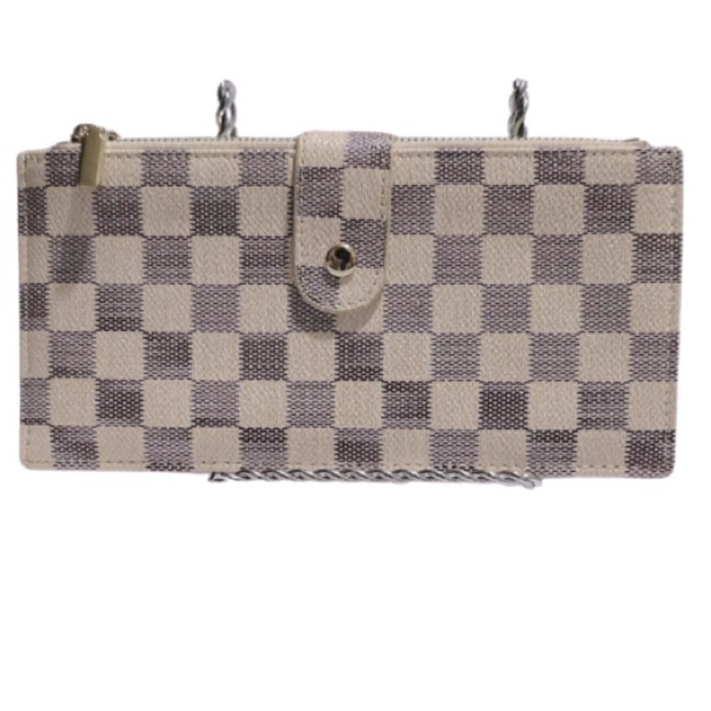 Daisy Rose Checkered Multi-Card RFID Blocking Wallet – Cream & Gray